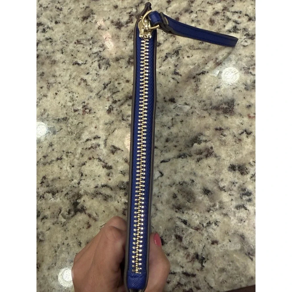 Kate Spade New York Cobalt Blue Zippered Wristlet Pouch Purse